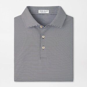 Peter Millar Black Jubilee Striped Performance Polo Golf White Summer Comfort